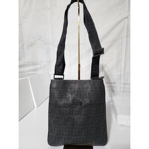 Fendi Zucca Spalmati Messenger Bag Black